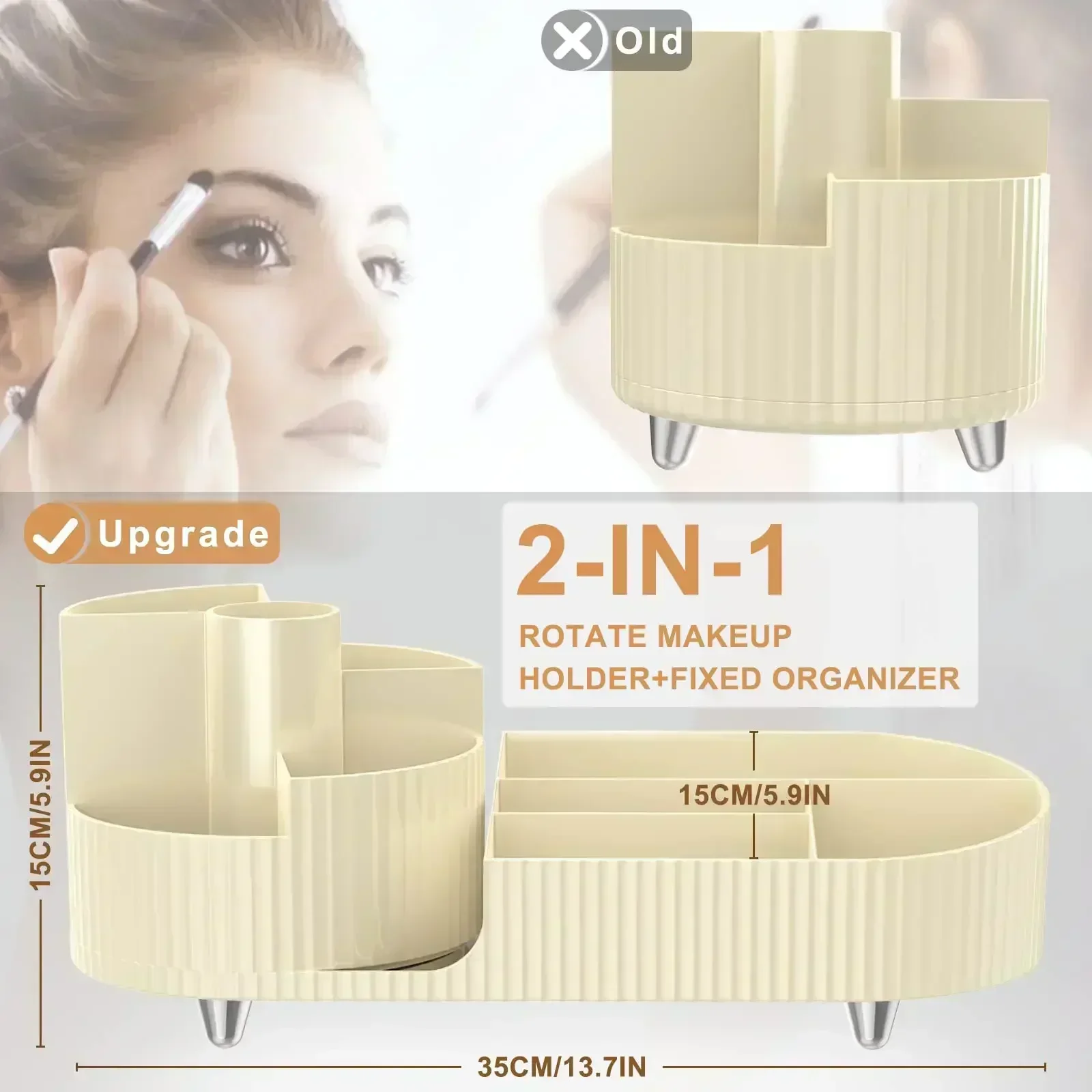 360° Large Bathroom for Storage Rotating Countertops,desk Capacity Holder Decor Vanity Container Brush Organizer Makeup Makeup