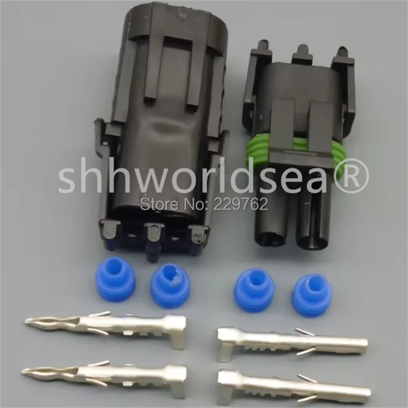 Shhworldsea 2 Pin 2.5 Connector Plug Sealed Wiring Automobile Connector 12010973 12015792 Female Male Weather Pack Electrical