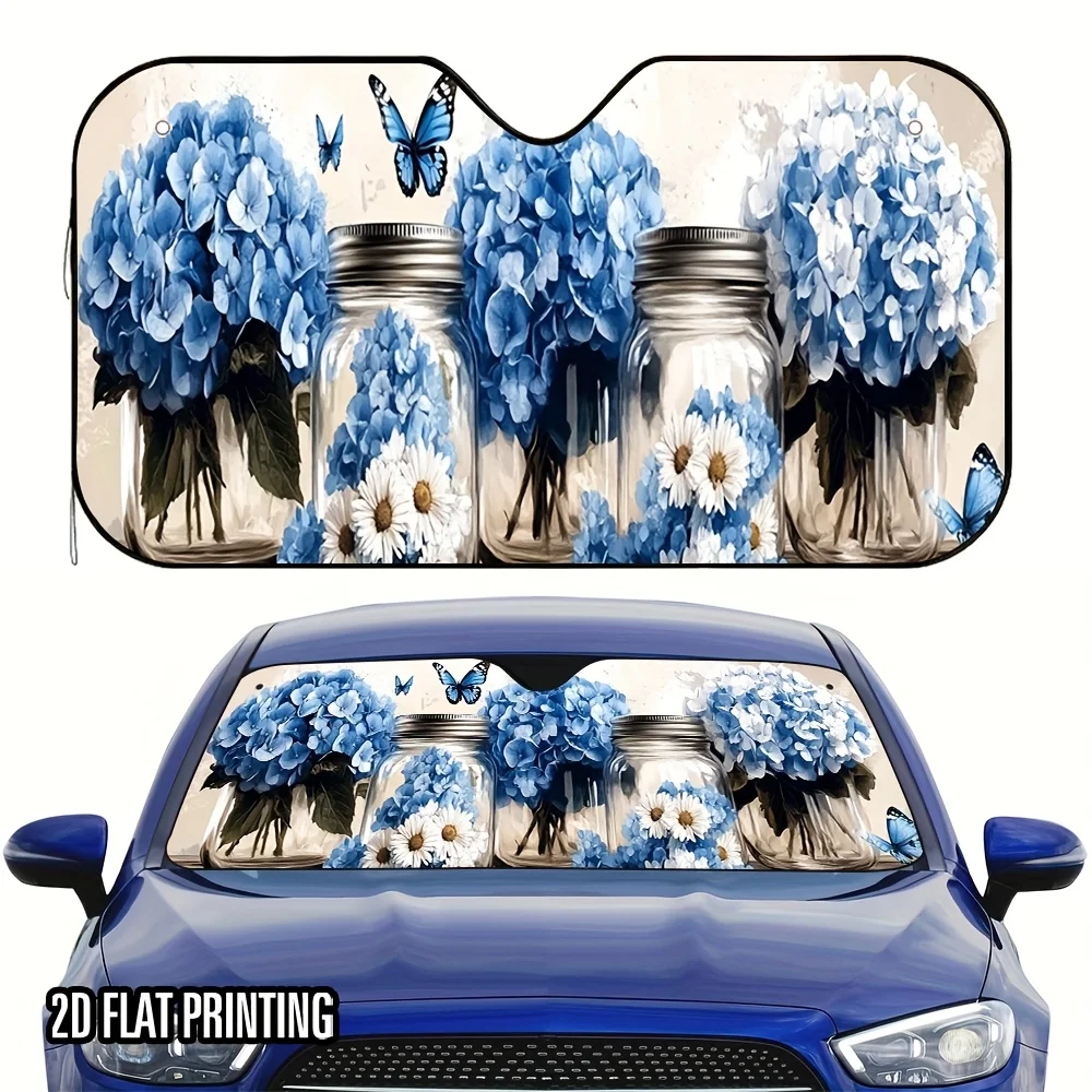 One Piece Of A Two-Dimensional Flat Blue And White Vase Design For Car – Maintains A Cool Temperature Inside Your Vehicle, Inclu