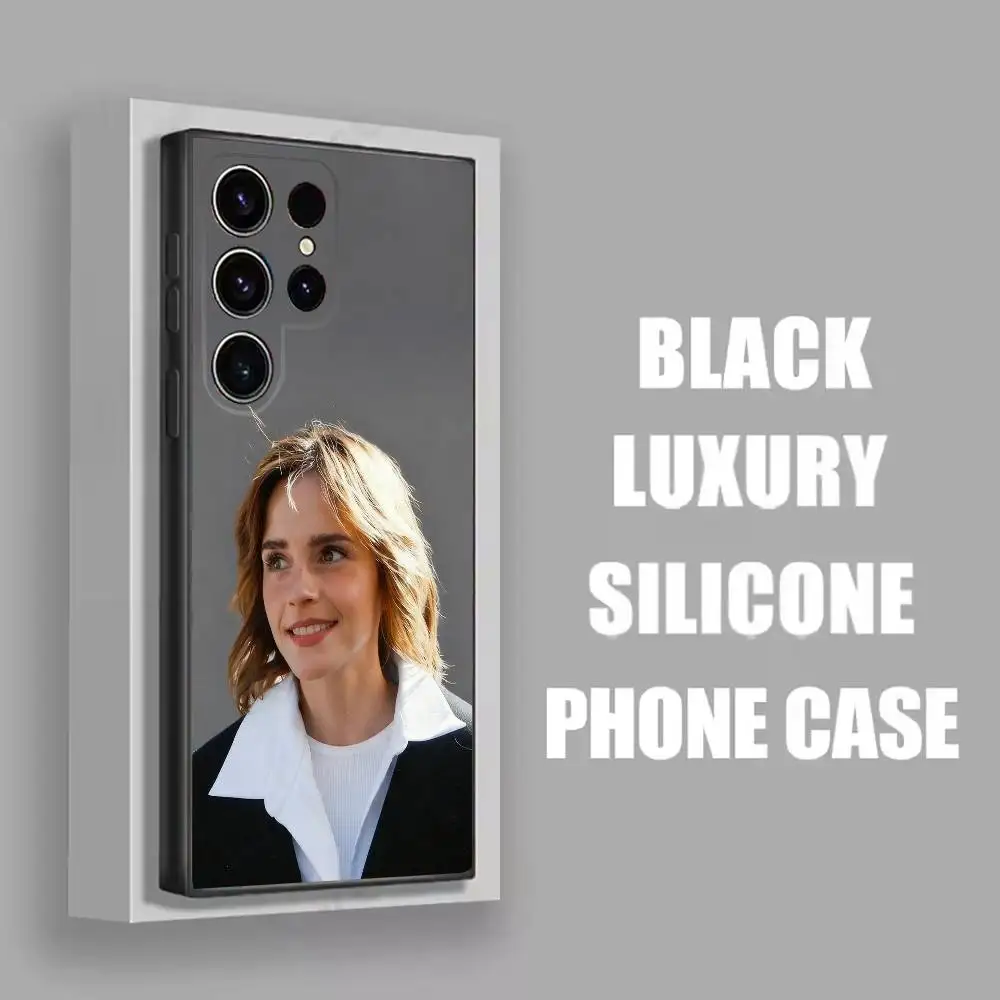 حافظة هاتف لهاتف سامسونج S23، S20، S24، S21، S22، S25، S30، Ultra، Plus، Fe، Lite، 5G الممثلة E-Emma Watson غطاء أسود