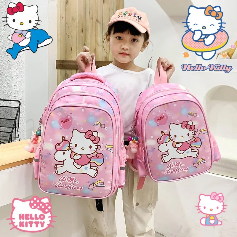 

Kawaii Anime Hello Kitty Backpack Cartoon Primary School Students Schoolbag New Kindergarten Big Class Girls Backpack Children