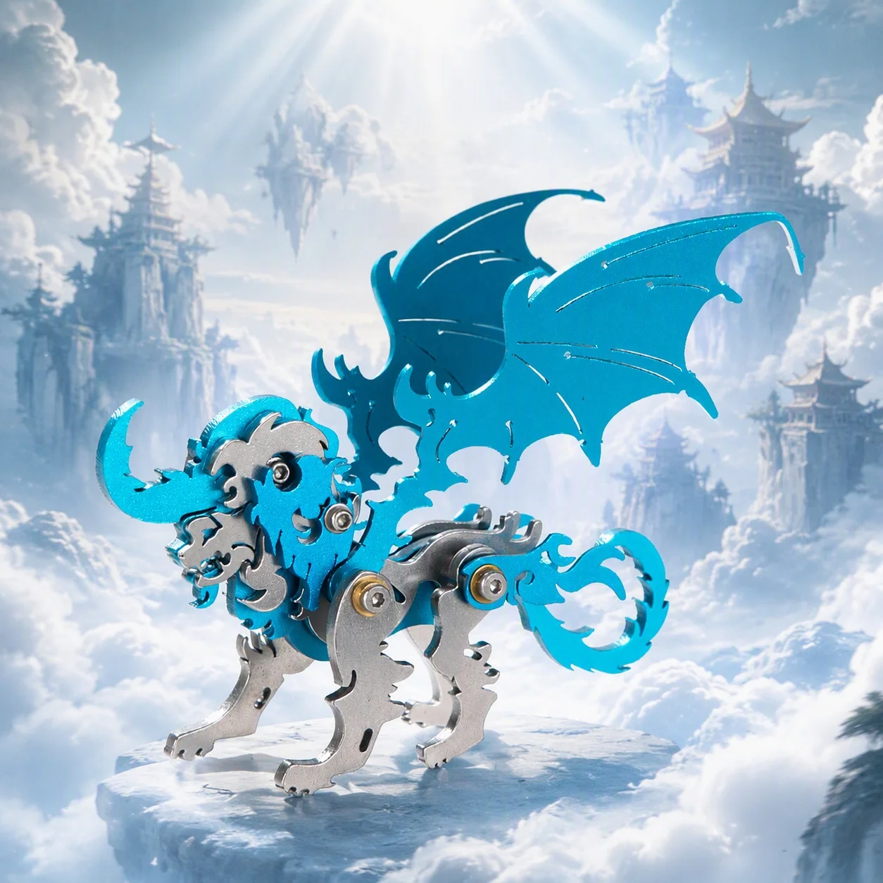 MOKR Jin Ni Shou 3D Metallpuzzle Kinderspielzeug Denkspiel-Puzzles für Erwachsene Montagemodelle Weihnachtsgeschenke Bildung