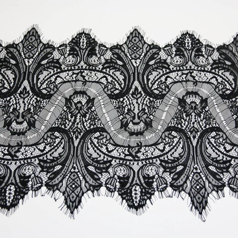 (3 meters/lot) 300mm White Black Eyelash Lace Fabric Voile Lace Trim Embroidered Wedding Manual Dress Fabric Diy Ribbon