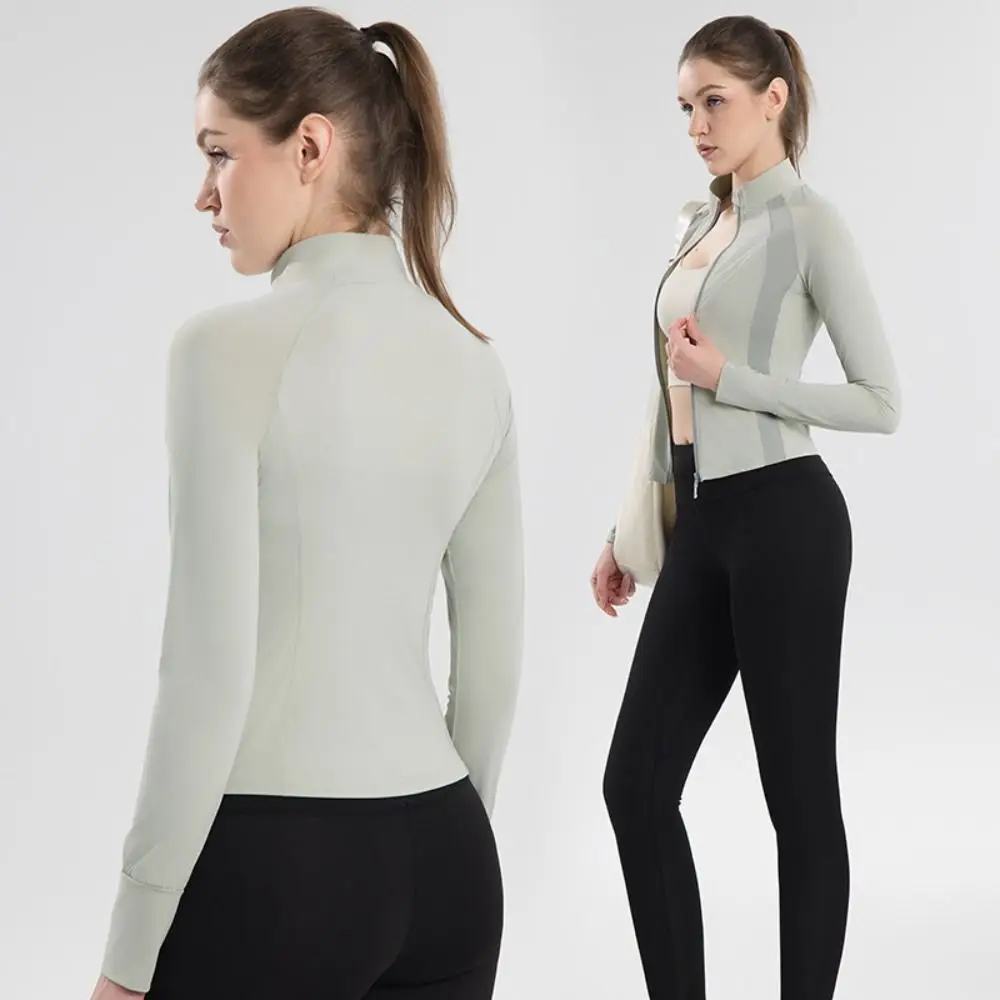 

Simple Ice Silk Sun Protection Top Women Stand Up Collor Anti-UV Quick Dry Sweatshirts Thin Long Sleeve Yoga Jacket Coat Outdoor