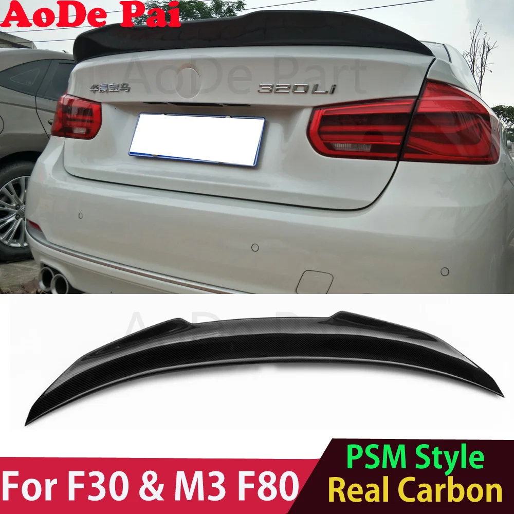 

F30 Spoiler High Kick PSM Style Real Carbon Fiber Rear Boot Trunk Spoiler Ducktail for BMW 3 Series F30 M3 F80 318i 320i 316d