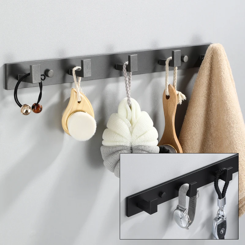 

*Clothes row hook wall hanging space aluminum clothing hook hanging thickened door rear hook free of punching