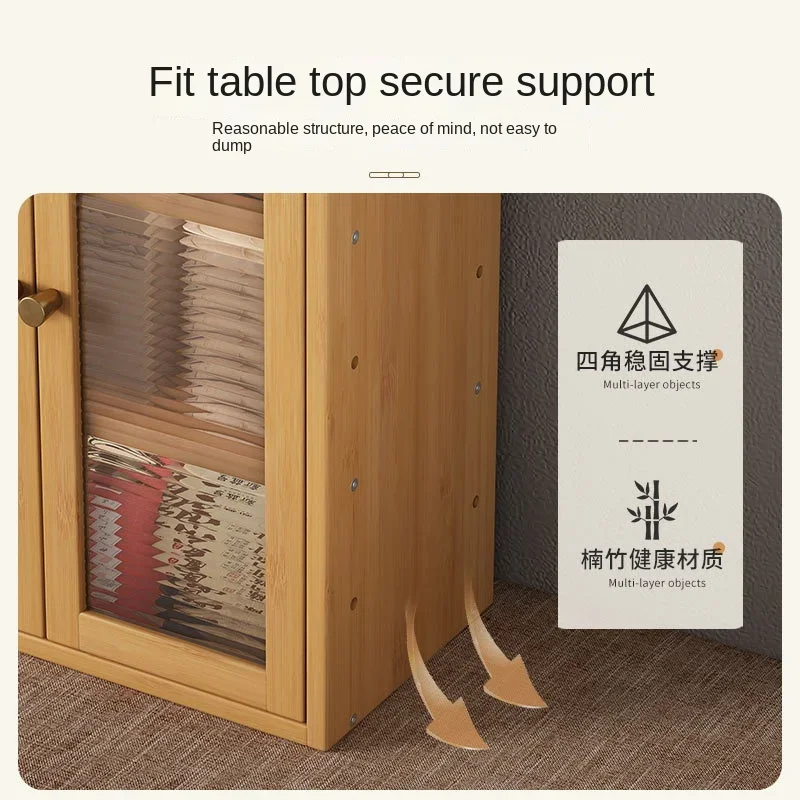 New Chinese Style Living Room Cabinet with Doors and Shelves, Simple Tea Rack, Tea Table, and Small Coffee Table