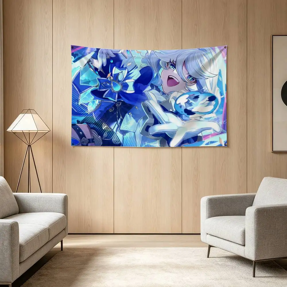Furina Genshin Impact Flag Digital Printing Banner for Garage Wall Out Door Decoration