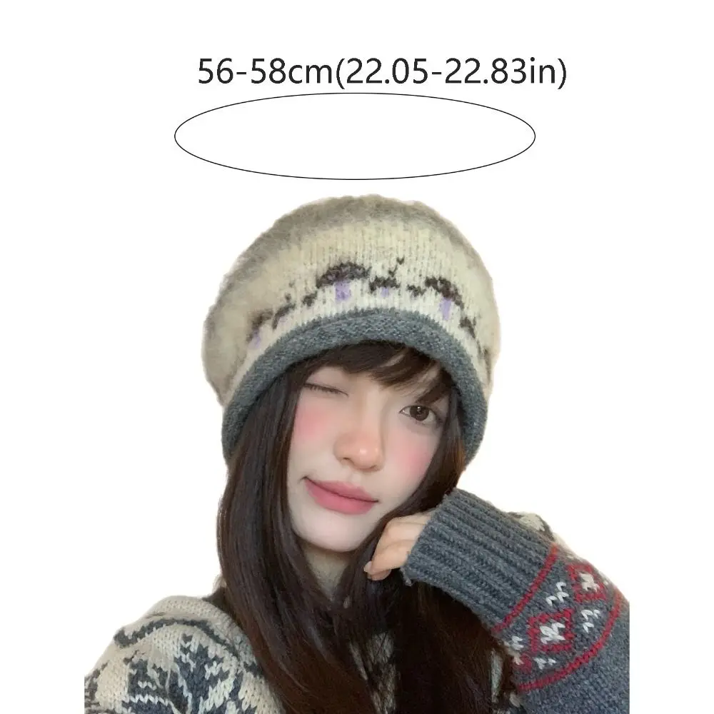 Garder au chaud Style ethnique Fair Isle Style tricoté chapeau épaissir chaud hiver pull chapeau rétro coupe-vent bonnets chapeau automne