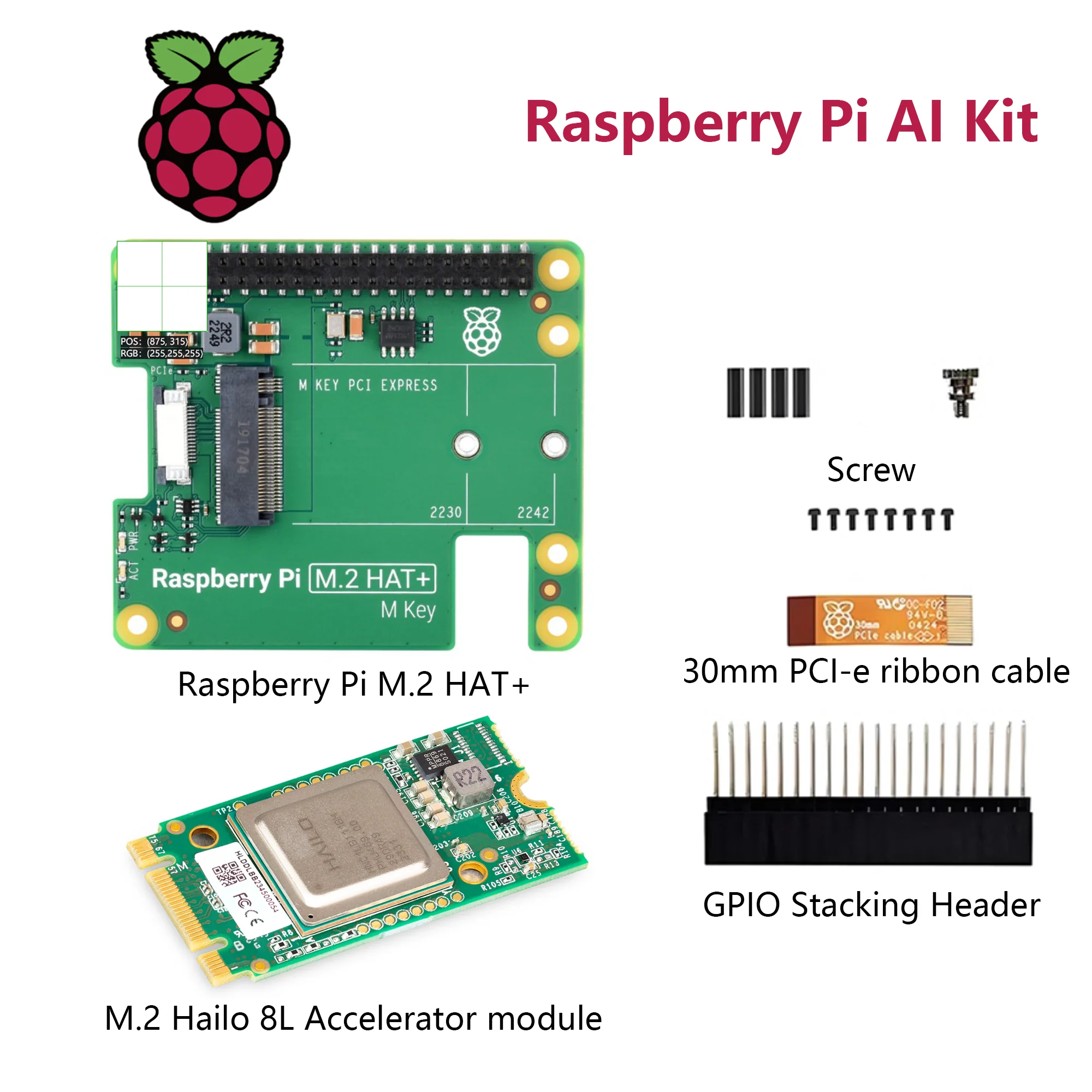 

Official Raspberry Pi 5 AI Kit bundles an M.2-format Hailo 8L AI accelerator with the Raspberry Pi M.2 HAT+ 13TOPS