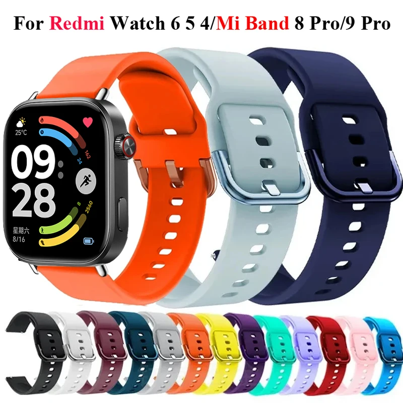 Sport Silicone Strap For Xiaomi Redmi Watch 6 5 4 Bracelet Watchband For Xiaomi Mi Band 9 Pro/8Pro Smartwatch Wristband Correa