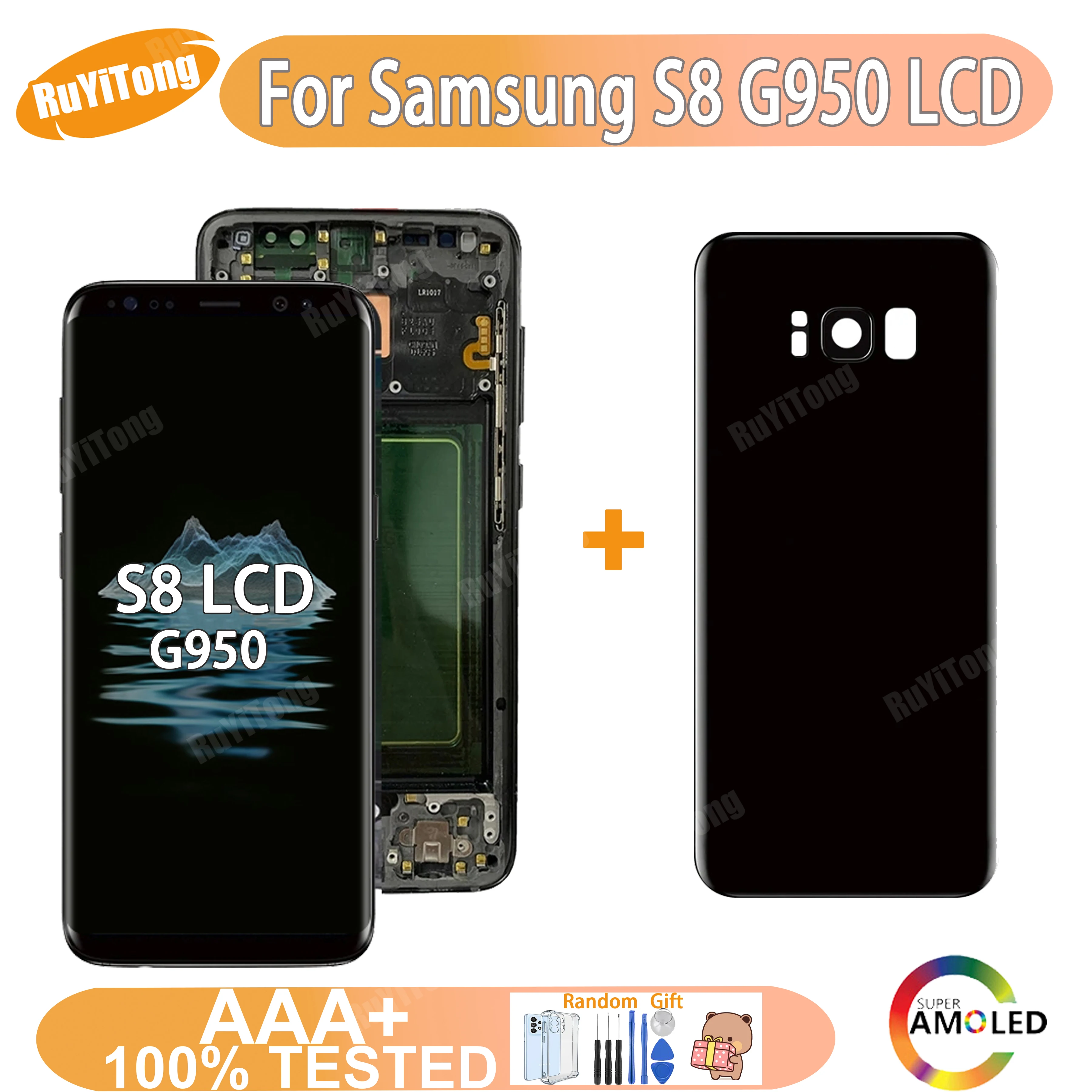 100% Tested S8 LCD For Samsung Galaxy S8 G950 G950F G950U LCD With Frame Display Touch Screen Digitizer Assembly , No Defects