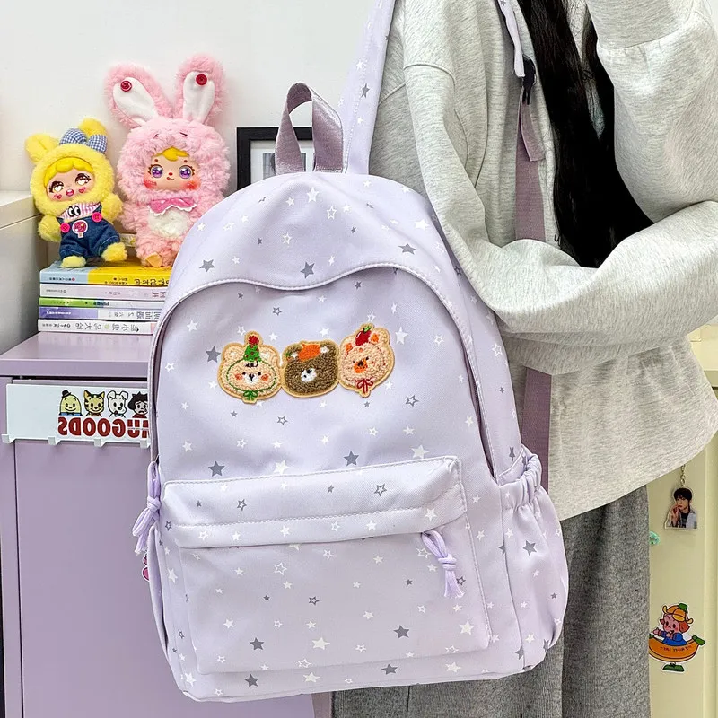 Korean StyleinsWind Star Backpack for Female Students, High Aesthetic Value, Large Capacity, Niche Backpack for Campus Commuting