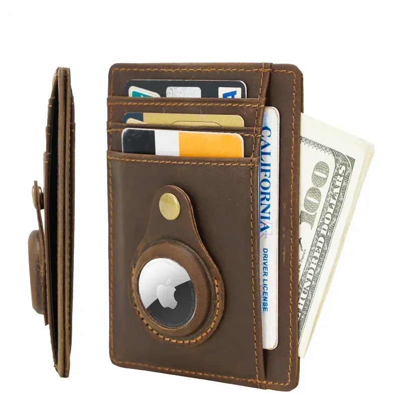 Nowy portfel Airtag Retro Leather do portfela AirTag Etui ochronne na kartę Anti Scratch Fall Mężczyźni Kobiety Airtag GPS Protection Cover