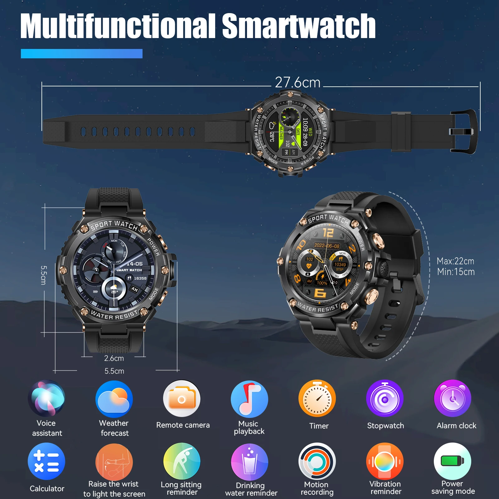 EIGIIS New Smart Watches for Men 800mAh Rugged Activity 120+ Sports Modes Heart Rate Sleep Monitor,  Compatible with Android iOS