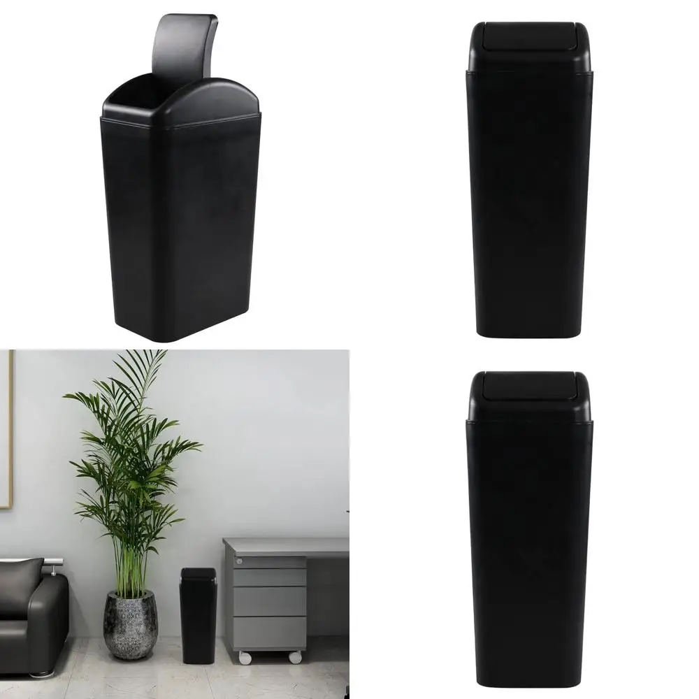 

14L Swing-Top Trash Bin, Black, Single Pack