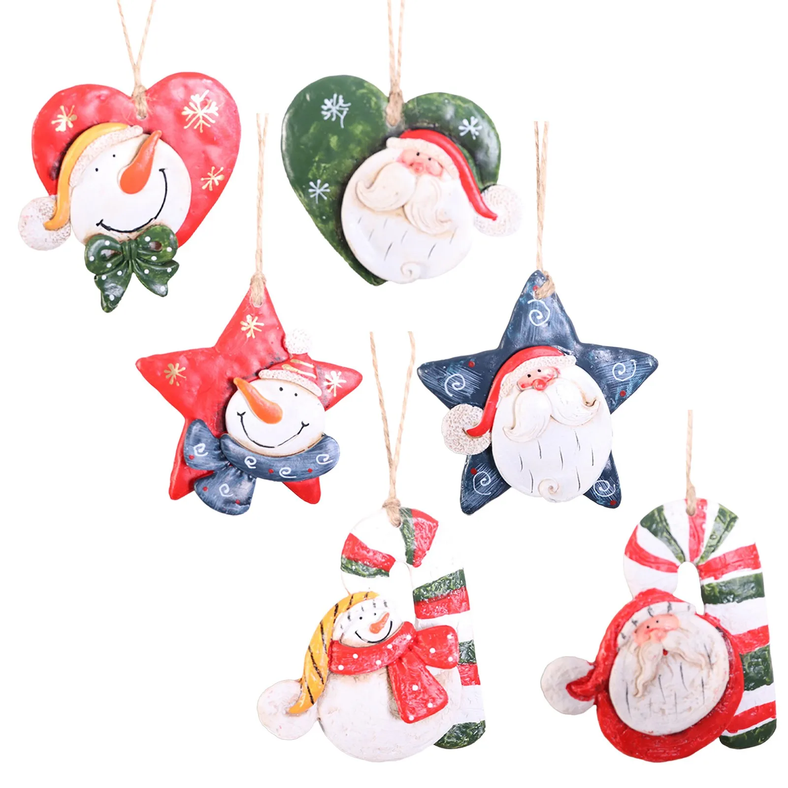 

Santa's Star Heart Shaped Cane Decorative Christmas Tree Pendant