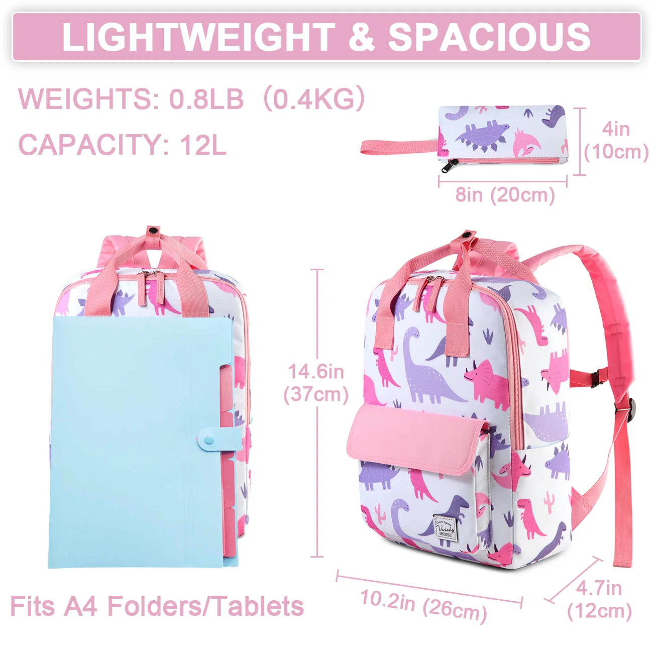 Dinosaur Backpacks Kids, Lightweight Toddler Kids Preschool Backpack for Children