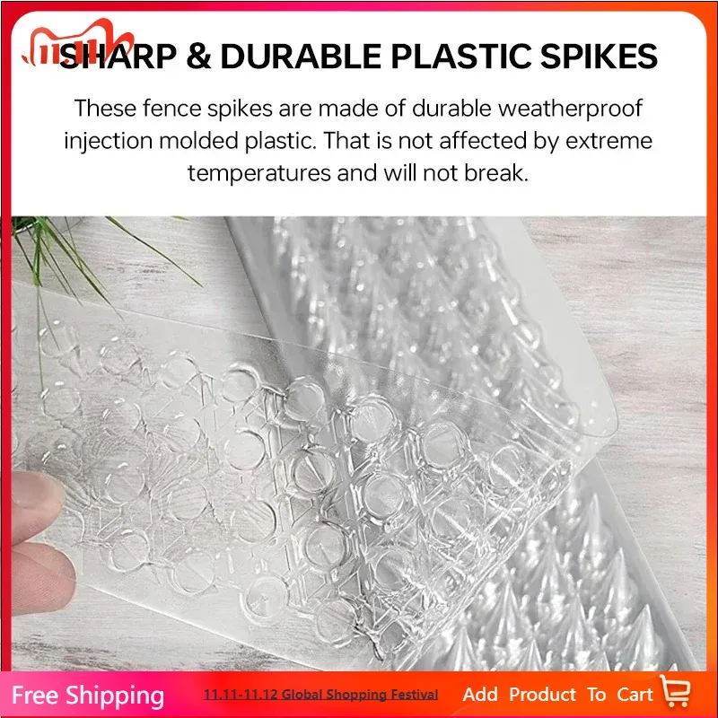 

10pcs Ultra-wide 12cm Outdoor Transparent Clear PET Bird Defender Spikes Strips for Indoor Outdoor Use Keep Pigeon, Squirrel Off