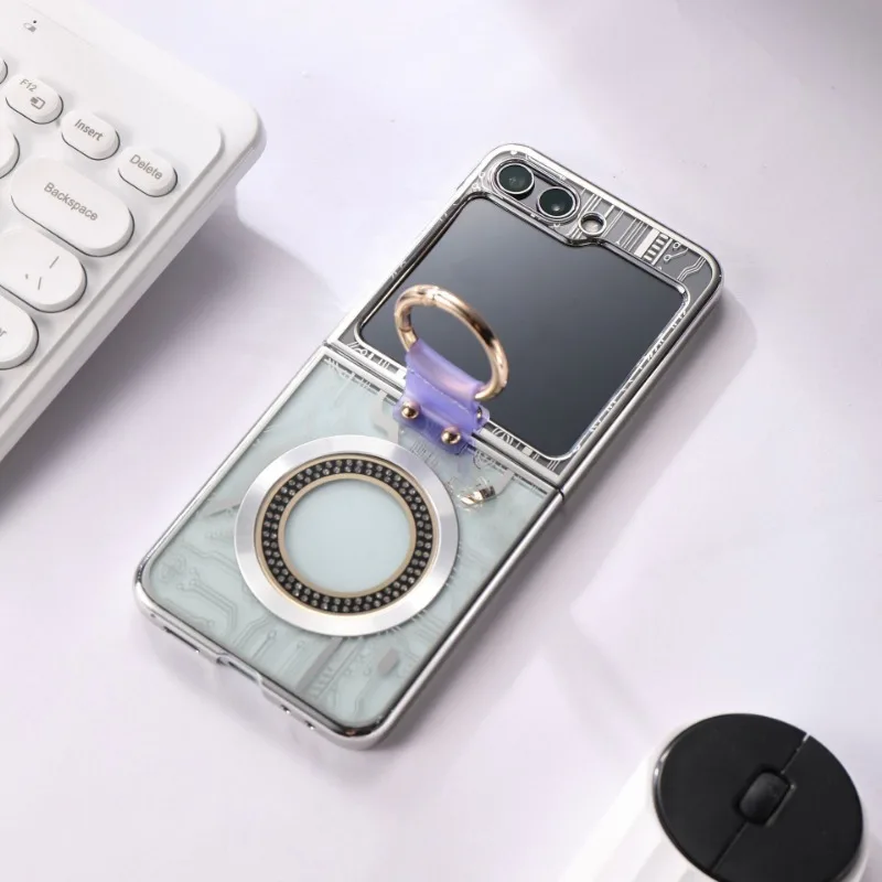 Ring Magnetic Wireless Charging Phone Case for Samsung Galaxy Z Flip 6 5 4 3 Flip6 Flip5 Flip4 Flip3 5G Shockproof  Cover