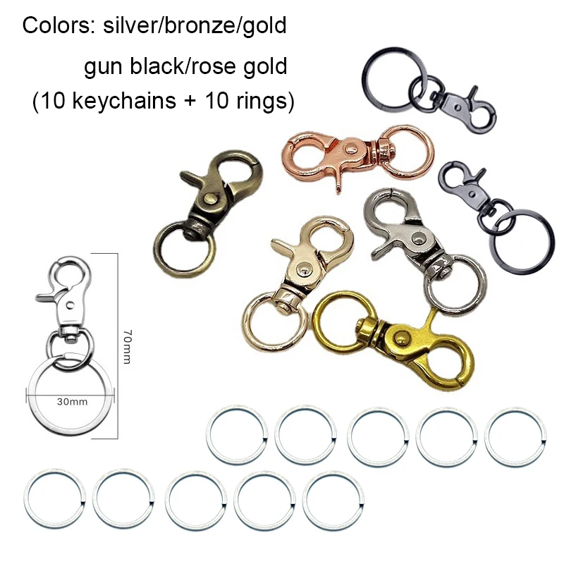 5pcs/metal key chain Rhodium Lobster Clasp Clips Key Hook Keychain Split Key Ring Findings Clasps Keychains Making.