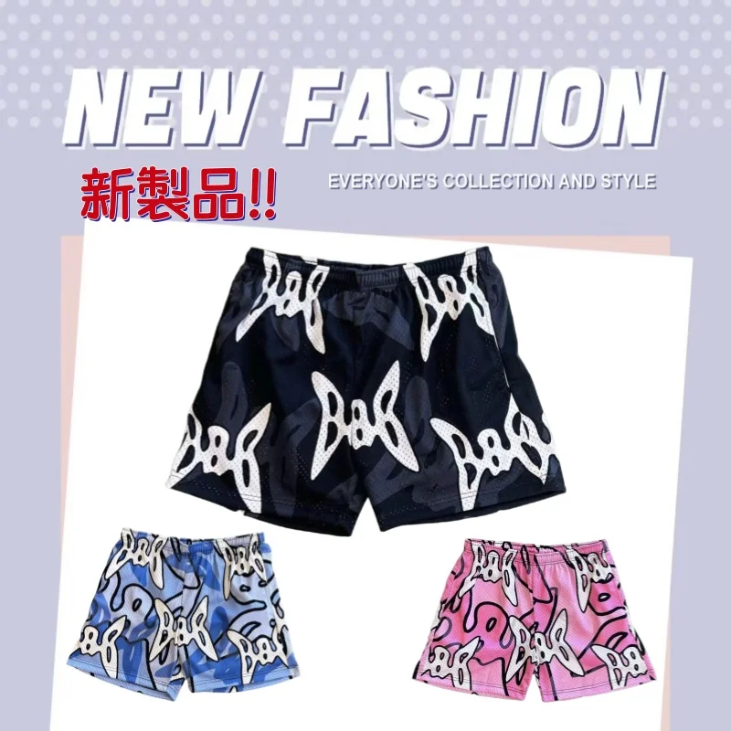 

2025 Breathable Men Shorts GYM Basketball Running Motorcycle Quick-Drying Shorts Baggy Flame Print Fashion Shorts Summer Shorts