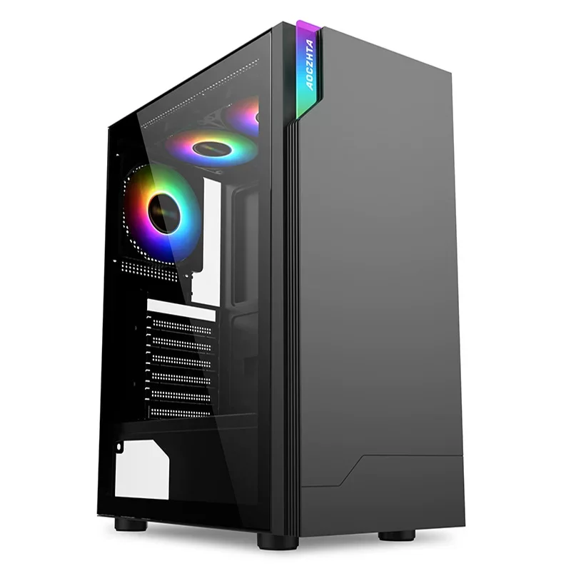 Gaming Desktop PC Case, Tempered Glass Side Panel, Colorful RGB Light For E-sports