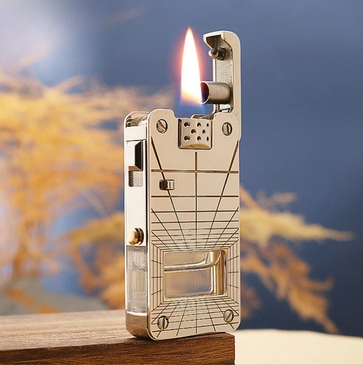 CHIEF 705 Upgraded Agave Transparent Oil Chamber Lighter, One-click Ejection Ignition, Pump Oil Control Safety Lock