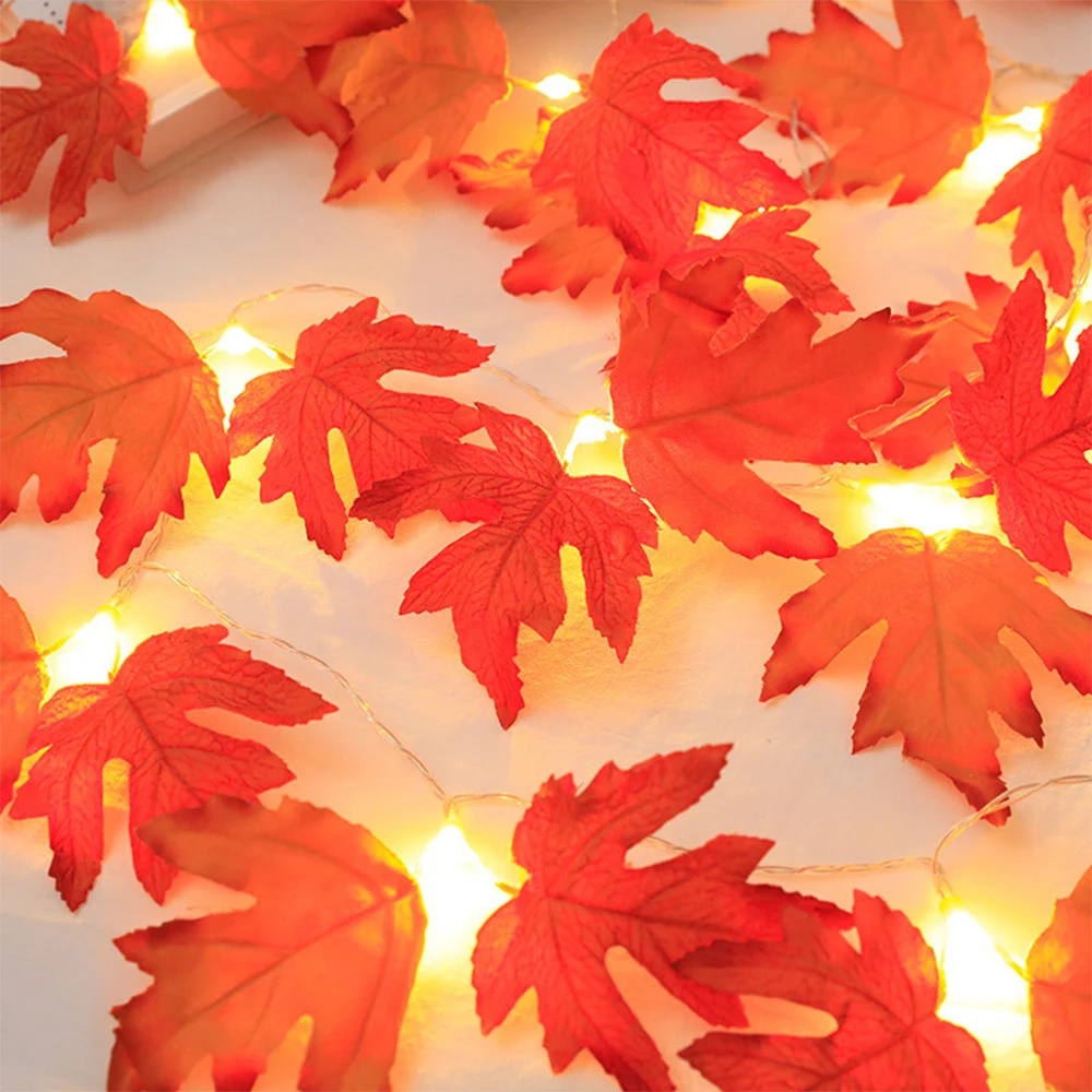 10M LED Artificial Autumn Maple Leaves Led Fairy Lights for Christmas Decoration Thanksgiving Party DIY Decor Halloween Lighting