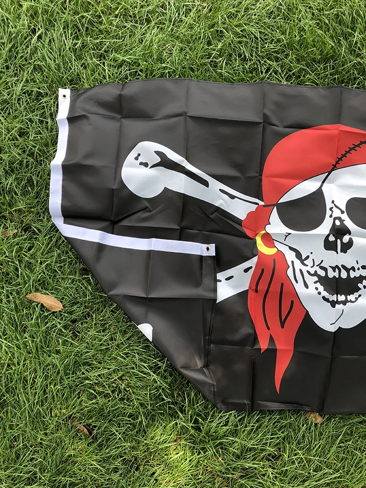 Bandera Sky Jolly Roger calavera y huesos poliéster decoración - imagen 4