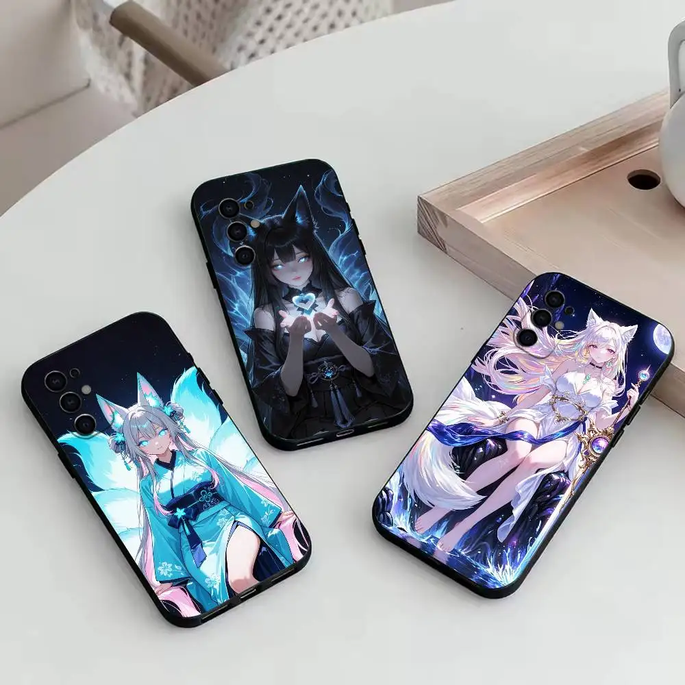 Fox Girl  Phone Case Black Silicone Soft For Samsung S25,S24,S21,S22,S23,S30,Ultra,S20,Plus,Fe,Lite