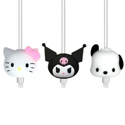 Sanrio Kawaii Hello Kitty Kuromi Melody Data Cable Protective Cover Anime Cute Cartoon Soft USB Charger Anti-break Cable Sleeve