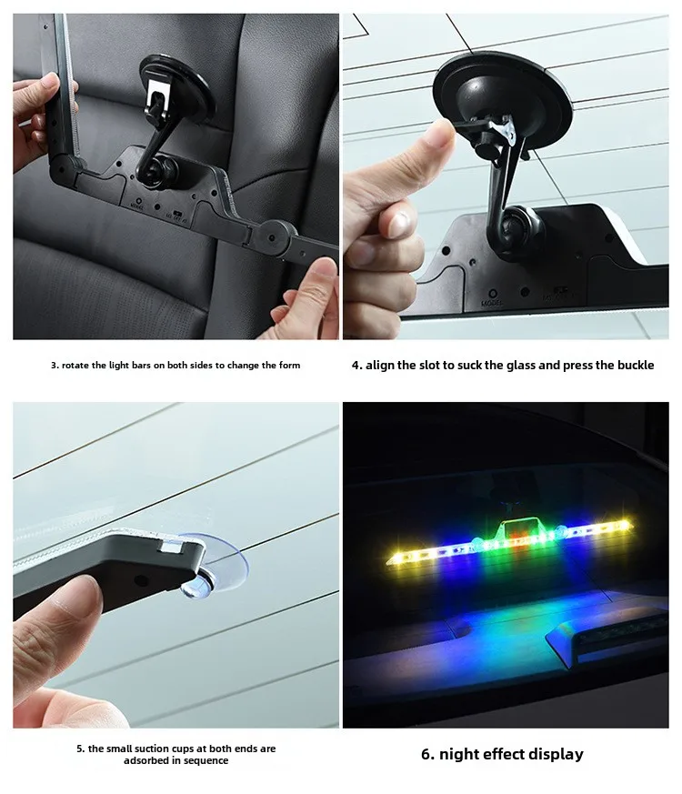 Solar Auto Visier Strobe Blinkende Lampe Innen Windschutzscheibe LED Dekoration Lampe Dreieck Rahmen Notfall Parkplatz Signal Strobe Lampe – Detail 17