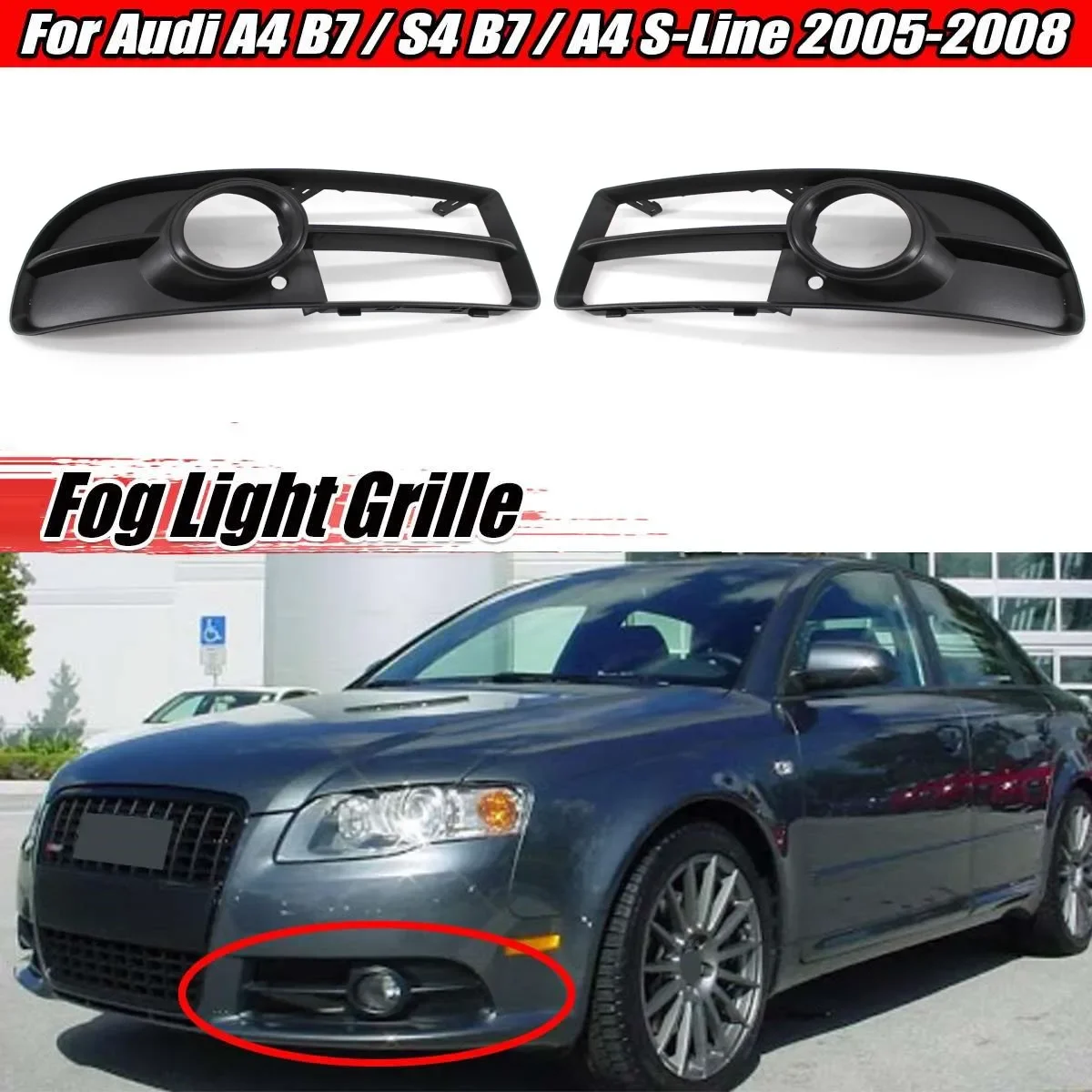 

for 2005-2008 Audi A4LS4B7 sports version front bumper fog lamp frame lower grille fog lamp frame OE:8E0807681F 8E0807682F