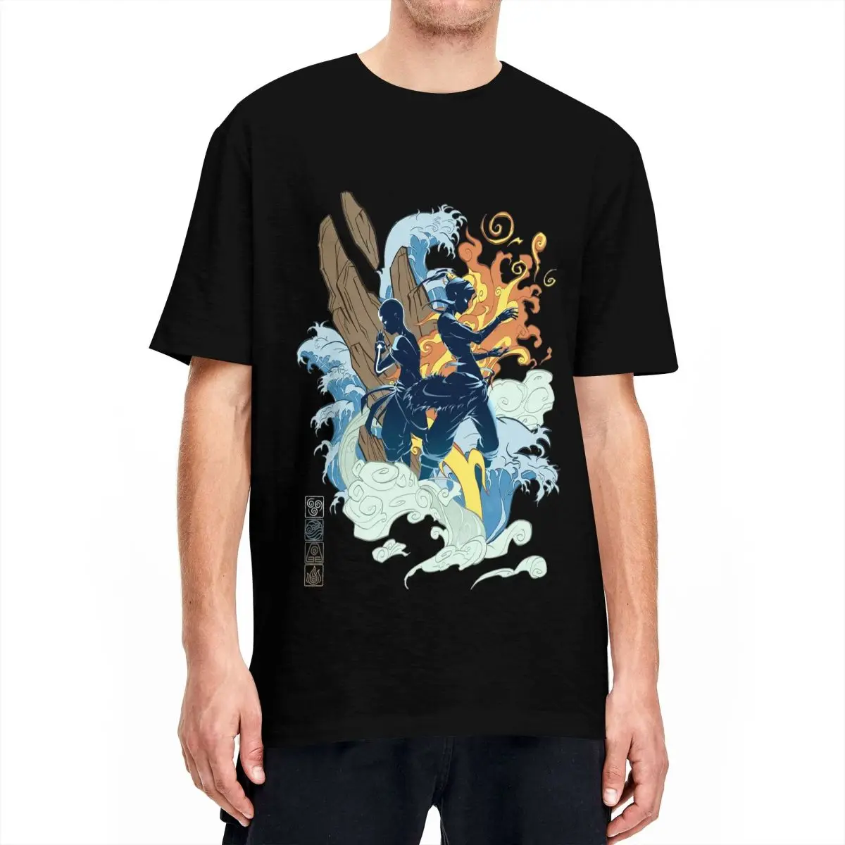 Kawaii Avatar The Last Airbender Two Avatars T Shirt Men Round Neck Short Sleeve Tops Cotton Tops Shirts