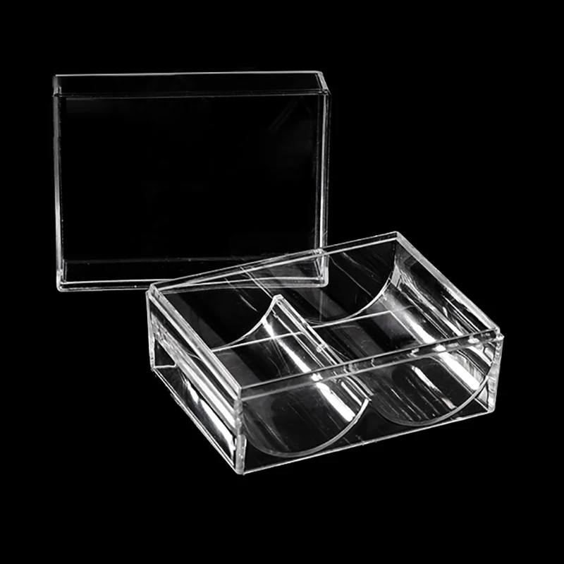 Transparent Poker Chips Box Acrylic Plastic Clear Portable Chips Box Casino Supplies 40 Pieces Gambling Chips Storage Case