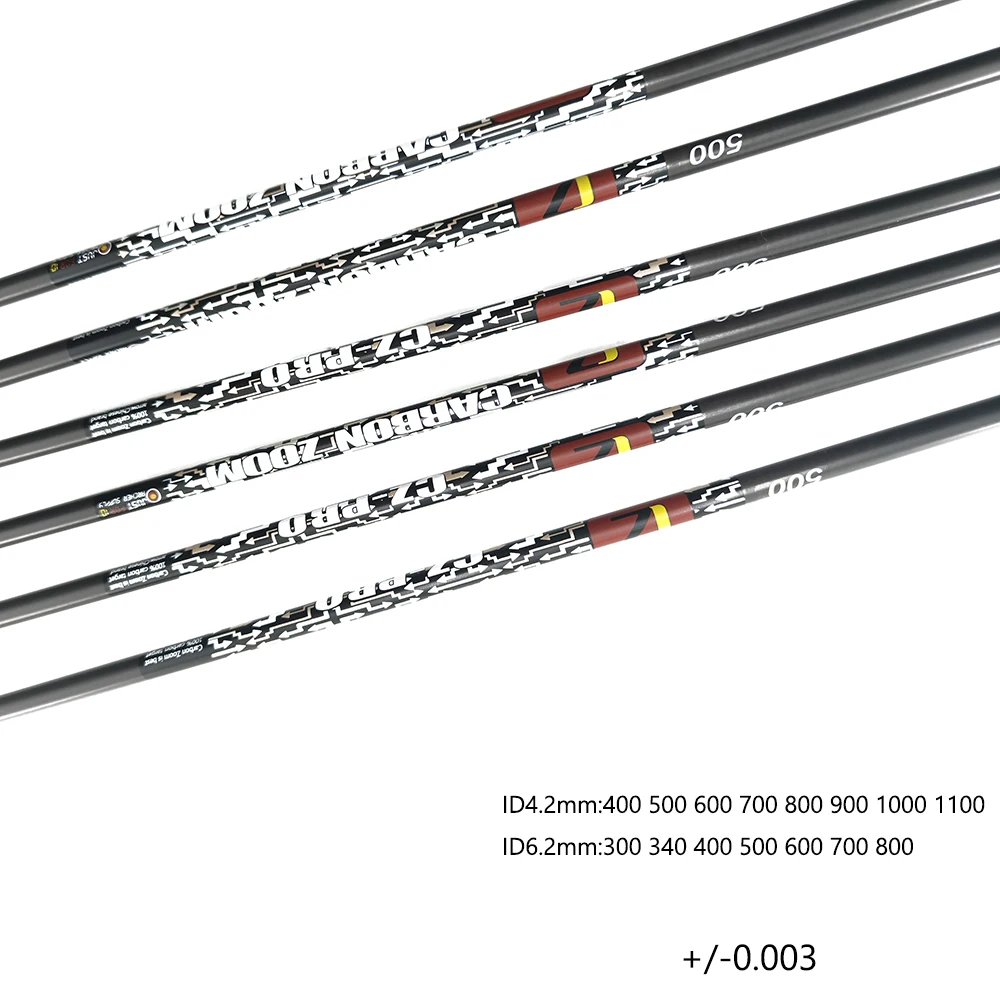 

Archery 12PCS ID4.2/6.2mm Spine300-1100 30/32“ Pure Carbon Arrow Shaft Compound Recurve Bow Traditional Longbow Hunting