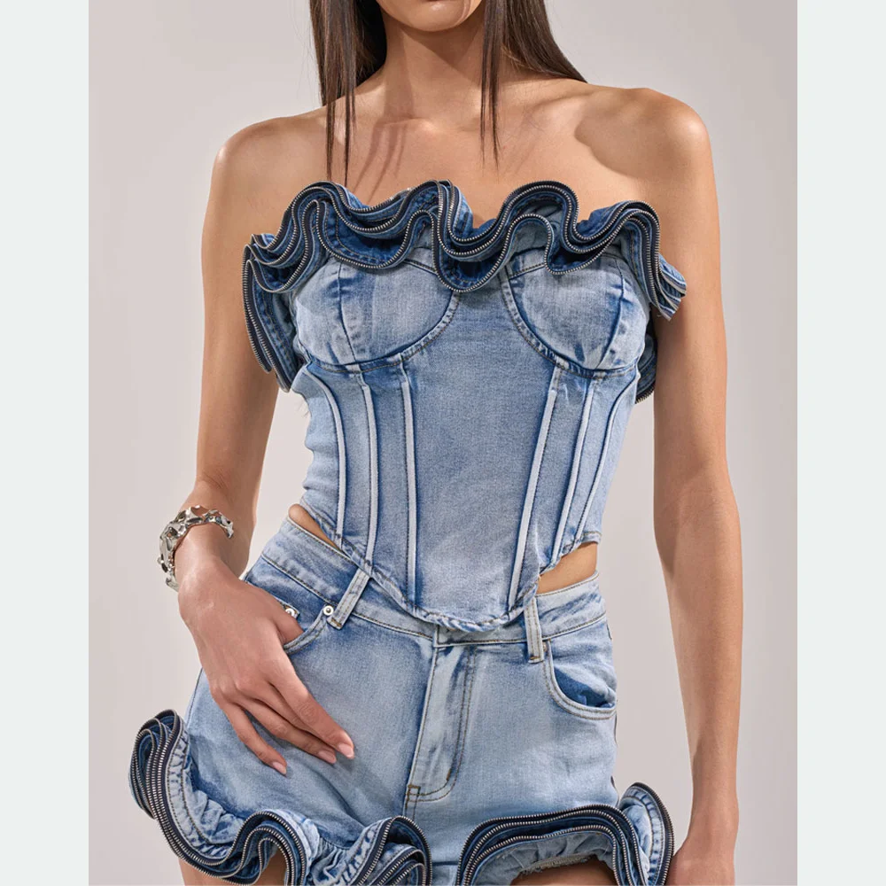 Top Corsetto in Denim Y2K da D - Women Fashion Jeans Top recensione e prezzo