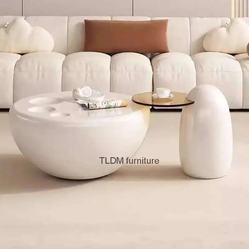 

Modern Storage Coffee Table Set Designer Aesthetic Simple Small Side Table Round Small Mesa Auxiliar Accessories For Living Room