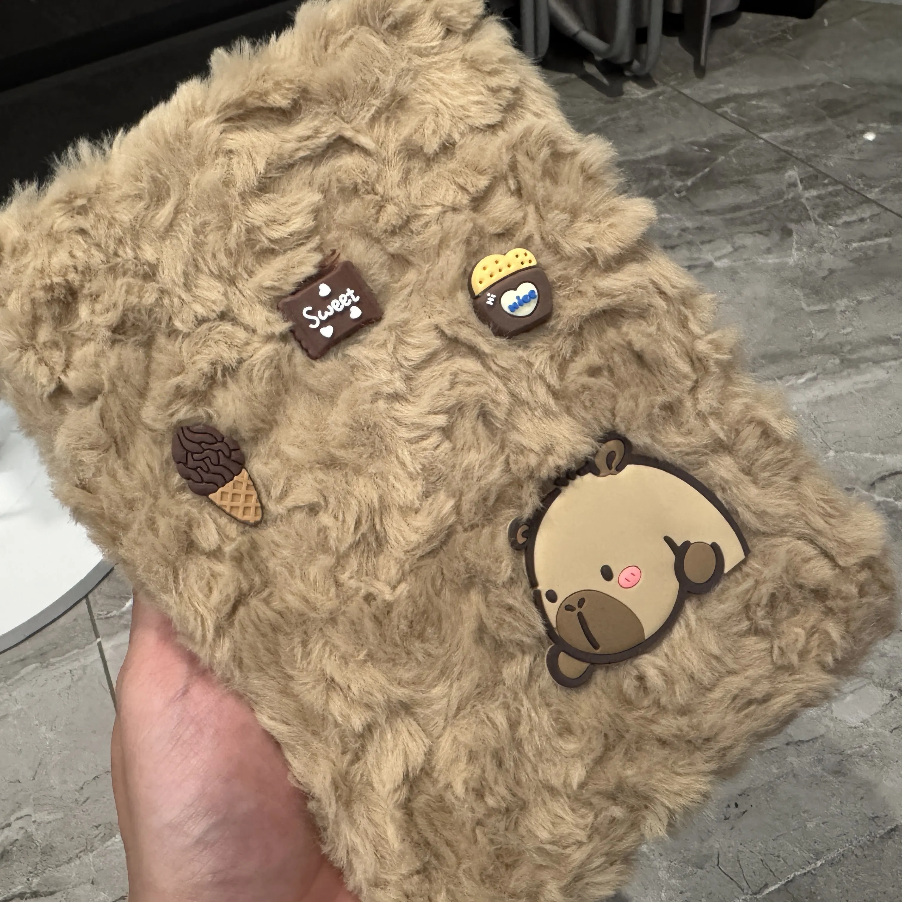 Capybara Plush Refillable Notebook - Fluffy Ring Binder Journal with Stickers, Kawaii Animal Diary for School Office Gift