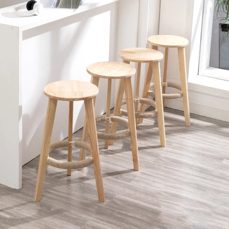 Modern Luxury Bar Stools Wooden Home Design Nordic Chair Kitchen Office Furniture High Stool Nordic Interior Decoration