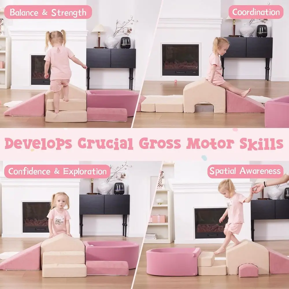 Ensemble d'escalade en mousse pour tout-petits, 5 pièces, avec fosse à balles, pour jouer en salle et développement de la motricité