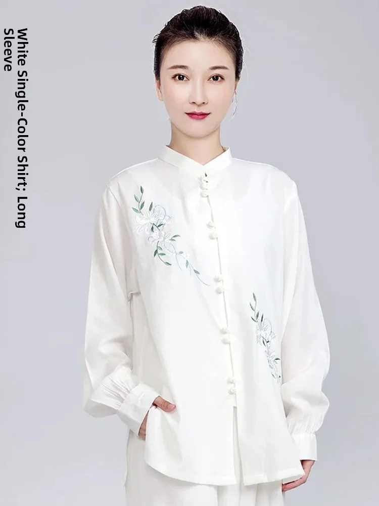 小河山太極拳服女性の新しいファッショナブルなハイエンドリネン太極拳練習スーツ夏太極拳制服