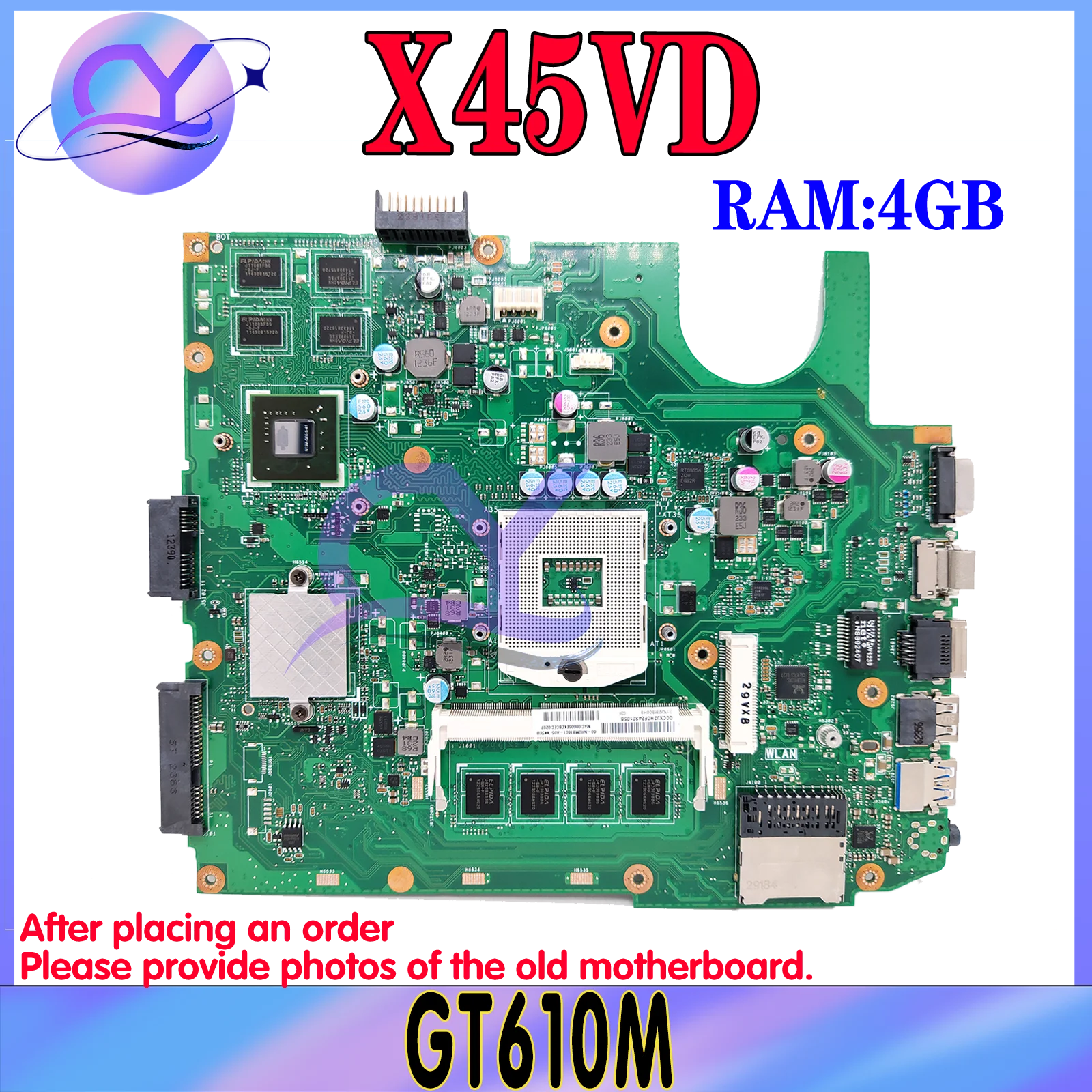 KEFU X45VD Mainboard For ASUS X45C F45VD F45C Laptop Motherboard I3-2370M Support i3 i5 2GB/4GB-RAM UMA/GT610M