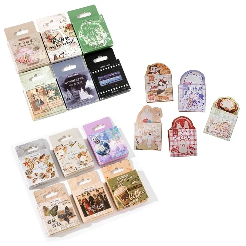30/45/46Pcs Box Stickers Mini Flowers variety styles Diary Paper Label Seal Supplies Decorative Holiday Decoration Gift 4CM image 5