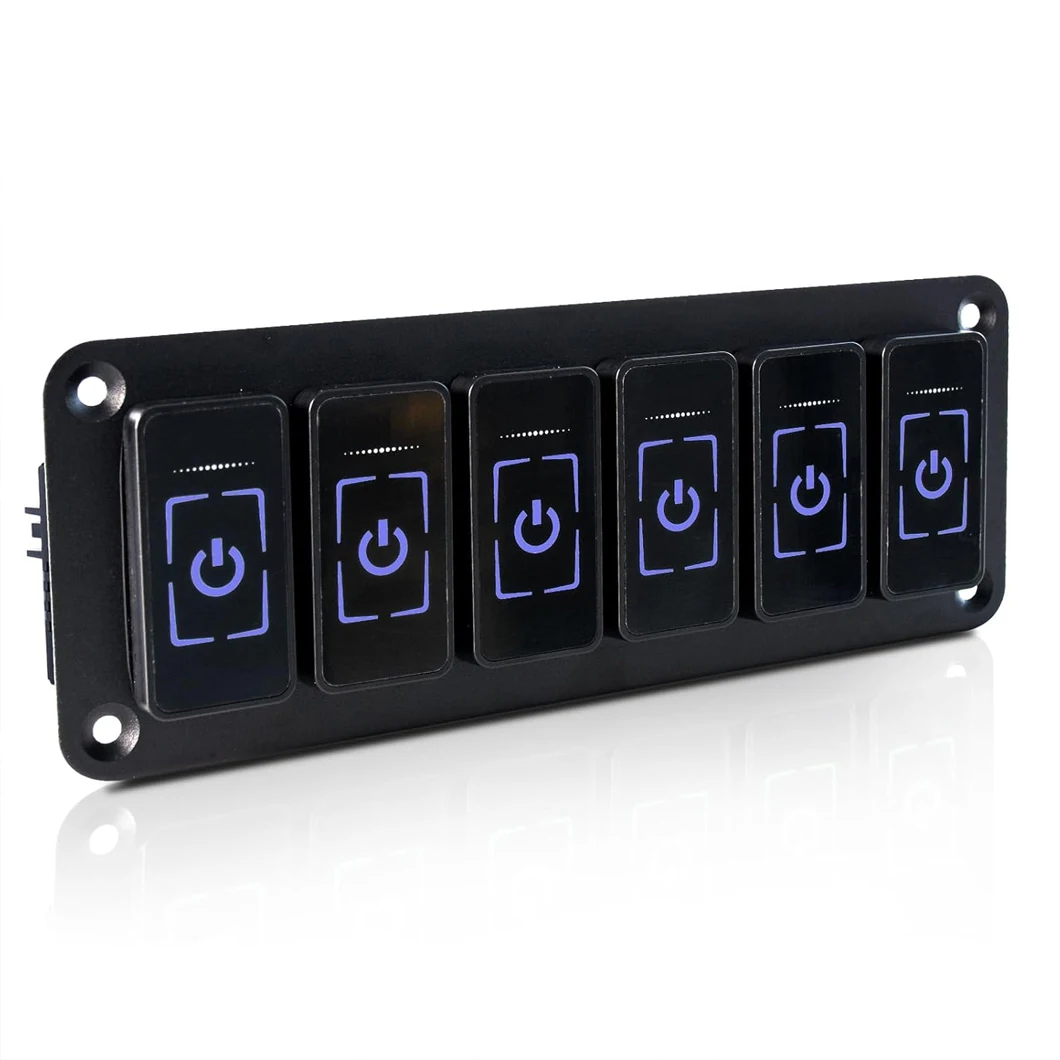 6 Gang Smart Touch Sensor Multifunction Control Panel Non-Press Waterproof Switch Panel 4 Modes Setting Car Light Control Panel