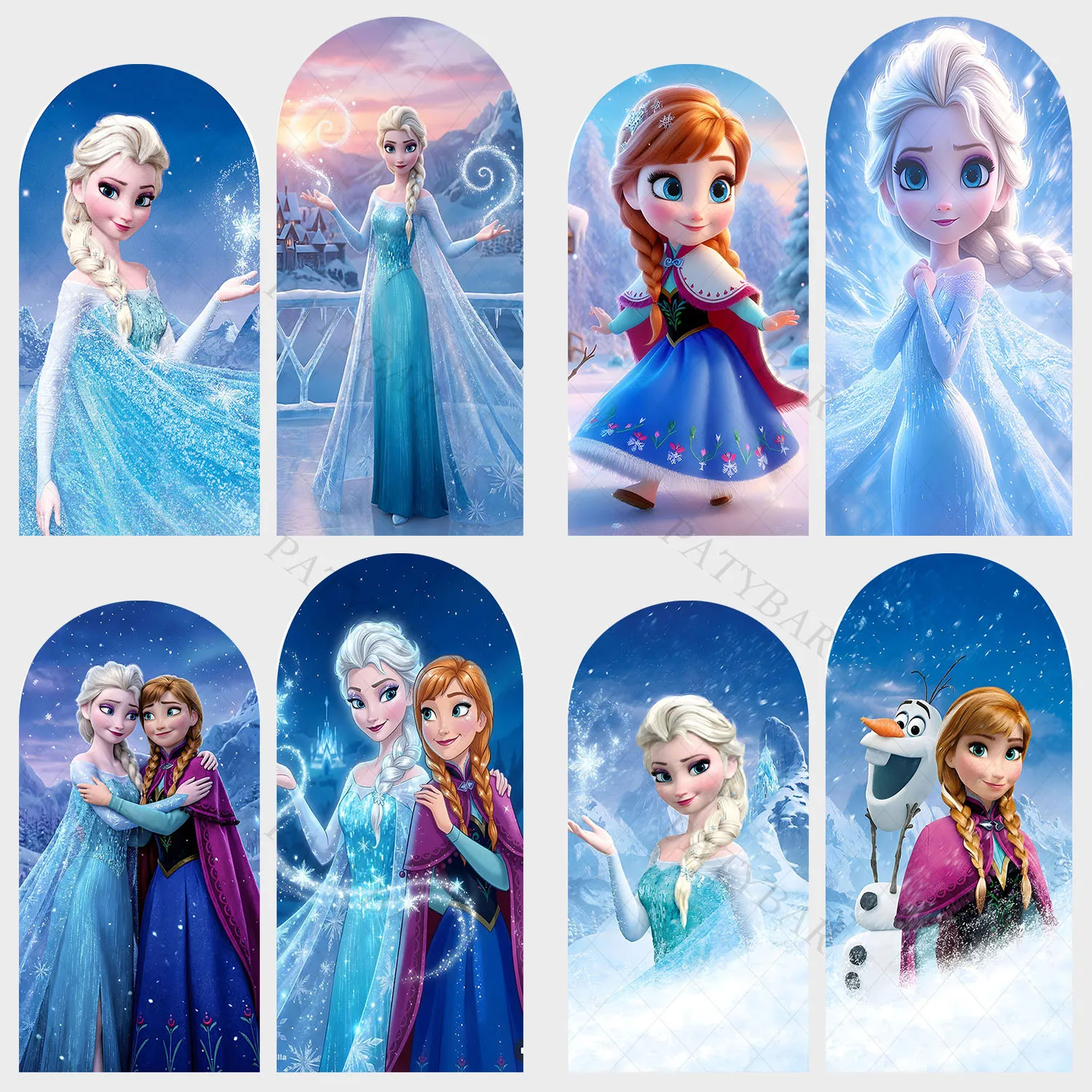 

Arch Frozen Elsa Background Kids Birthday Party Backdrop Double Side Polyester Arch Banner Photography Props