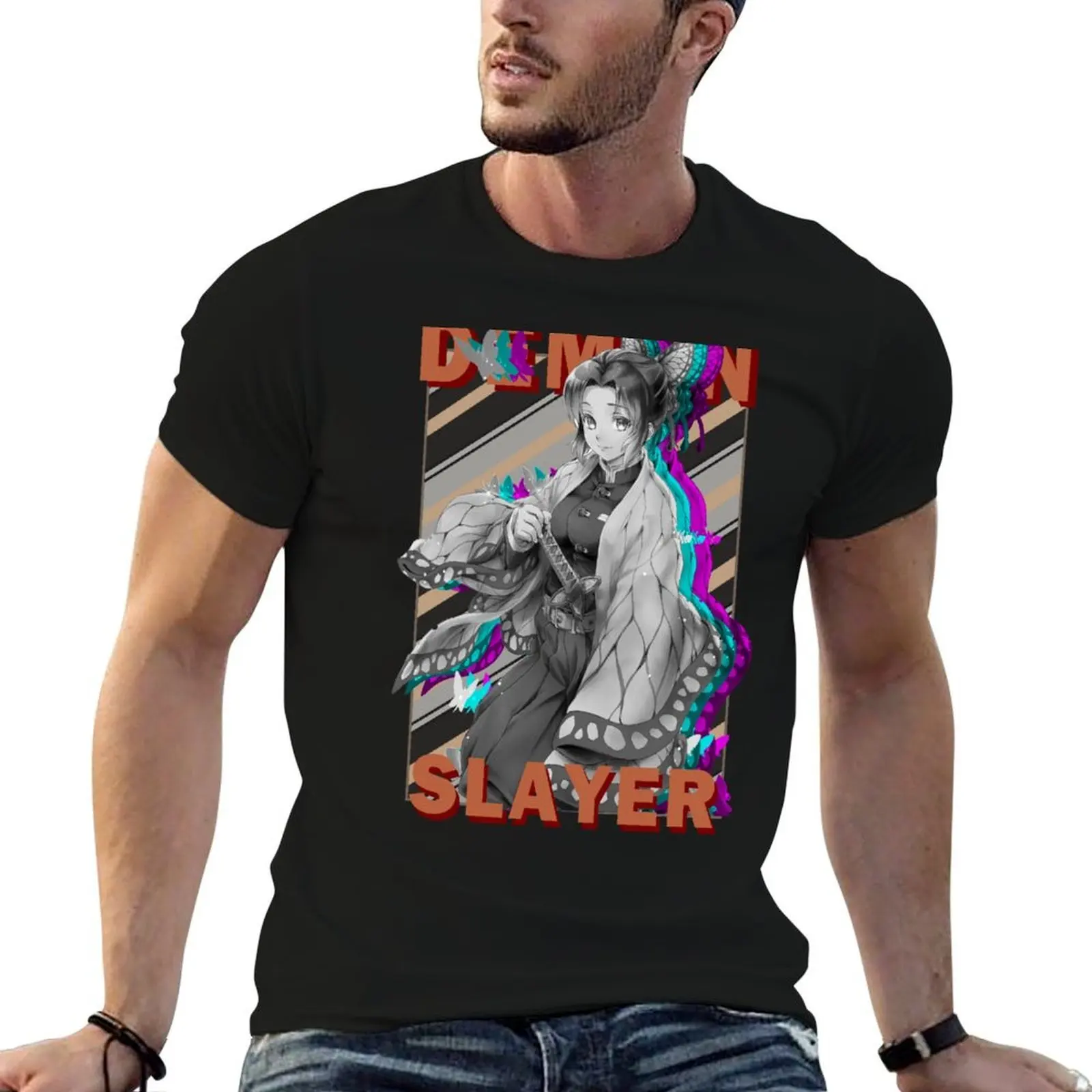 

Shinobu Kocho Rgb Glitch Design T-Shirt man t shirts for men casual cotton t shirt pack T-Shirt