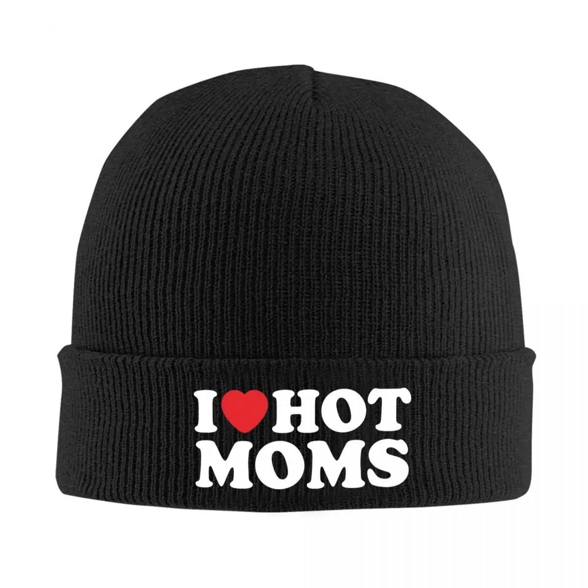 

I Love Hot Moms Knitted Bonnet Caps 100% Cotton Fashion Keep Warm Hats