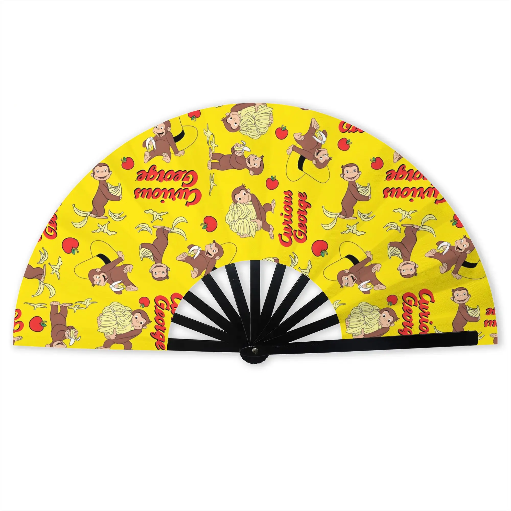 C-Curious Monkey  Hand Fan Promotional Gift Wedding Cartoon G-Georges Banana  Durable Folding Fans Novelty Bulk Pack Fan